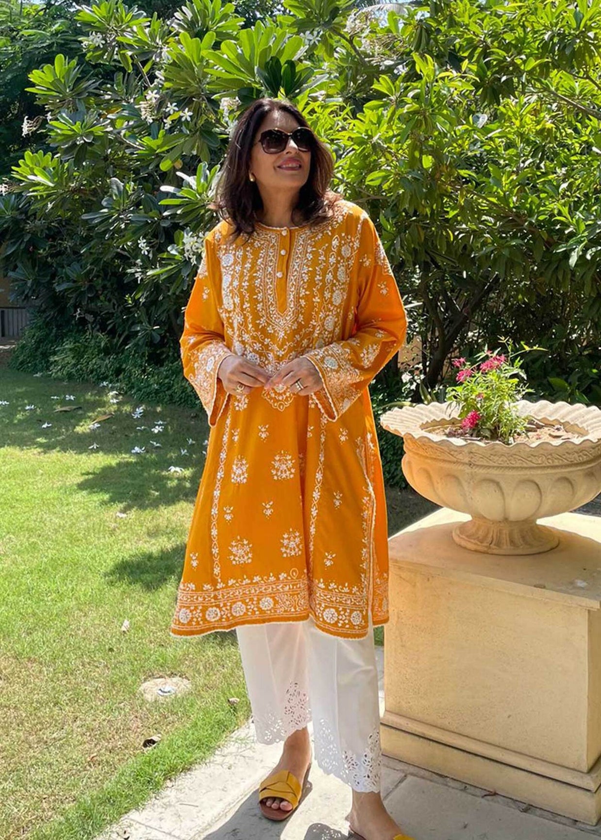 Blooming Marigold Embroidered Womens Kurta