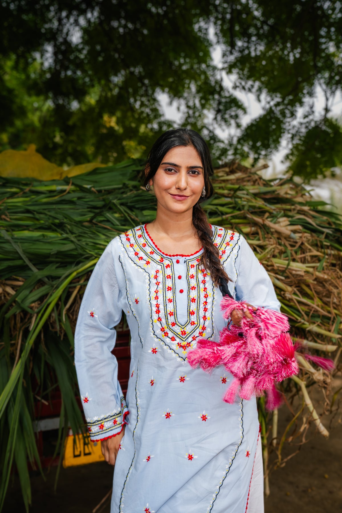 AQUAZZURA Hand Embroidered Blue Kurta