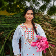 AQUAZZURA Hand Embroidered Blue Kurta