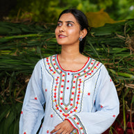 AQUAZZURA Hand Embroidered Blue Kurta