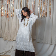 White Chickenkari Kurta