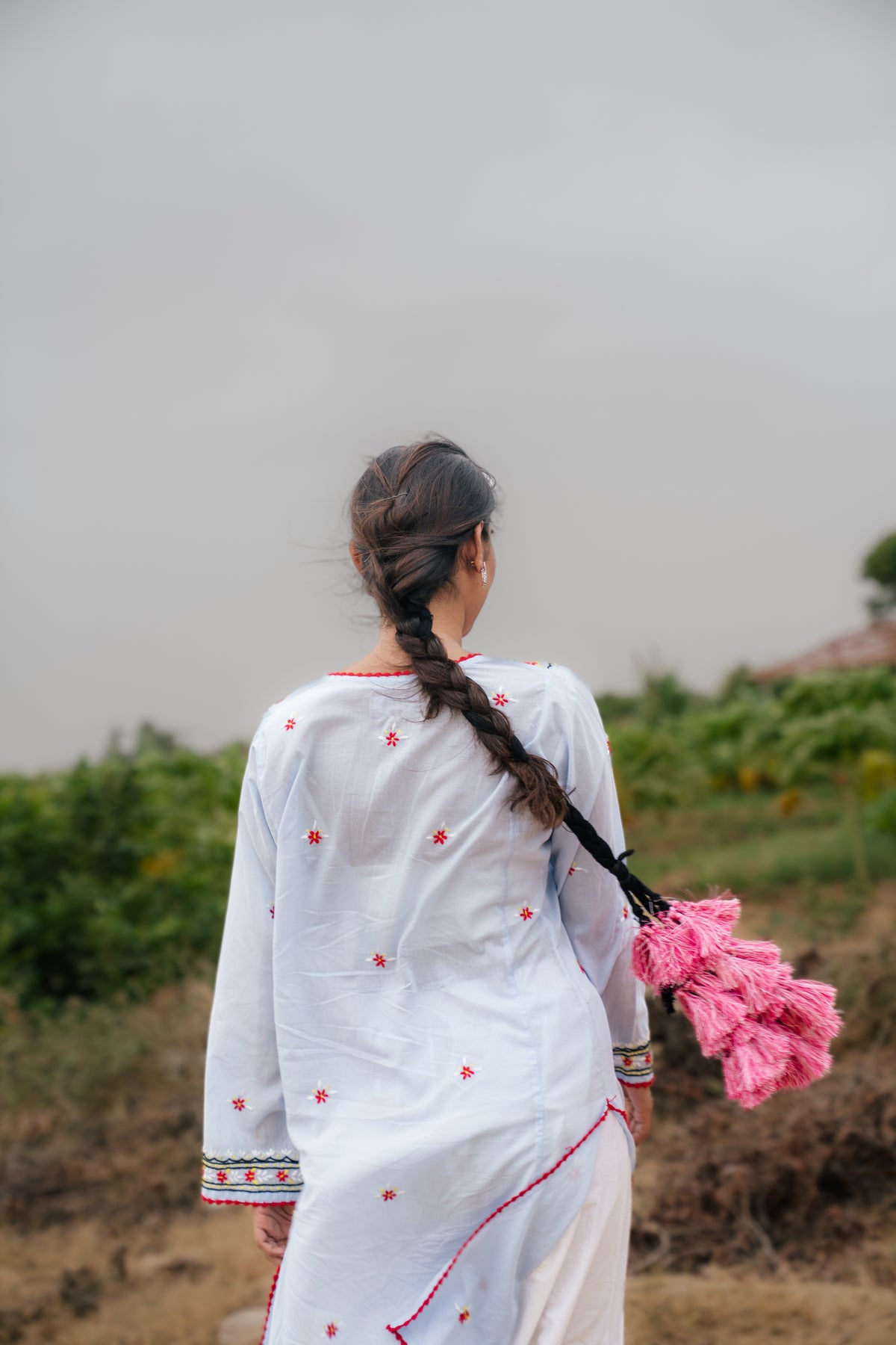 AQUAZZURA Hand Embroidered Blue Kurta